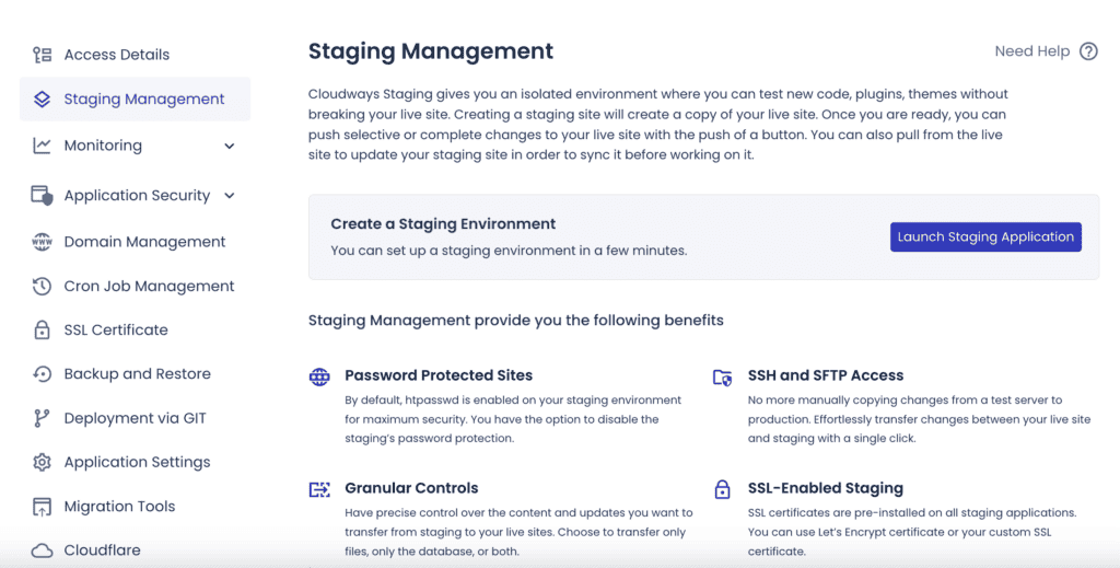 Staging launch on cloudways